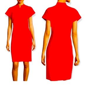 Lafayette 148 Short Sleeve Red Dress Supima Cotton Size 12